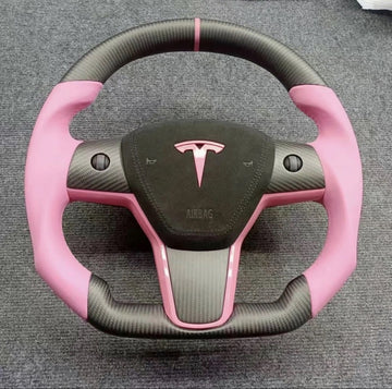 Model 3/Y Full Carbon Fiber Steering Wheel Pink