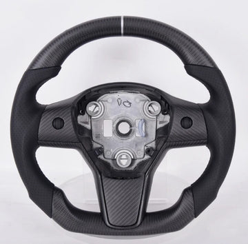 Model 3/Y Full Matte Carbon Black Steering Wheel