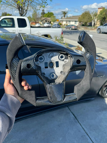 Tesla custom suede full carbon steering wheel