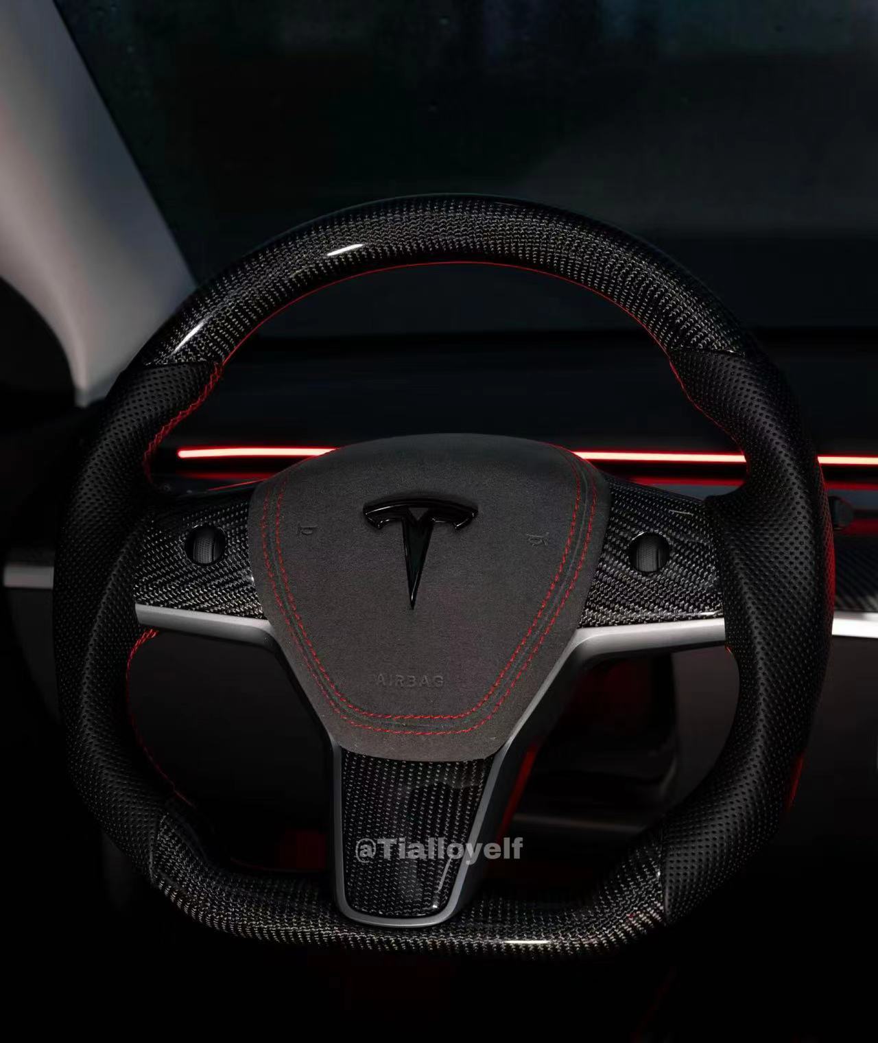 Model 3/Y Full Carbon Fiber Steering Wheel Black