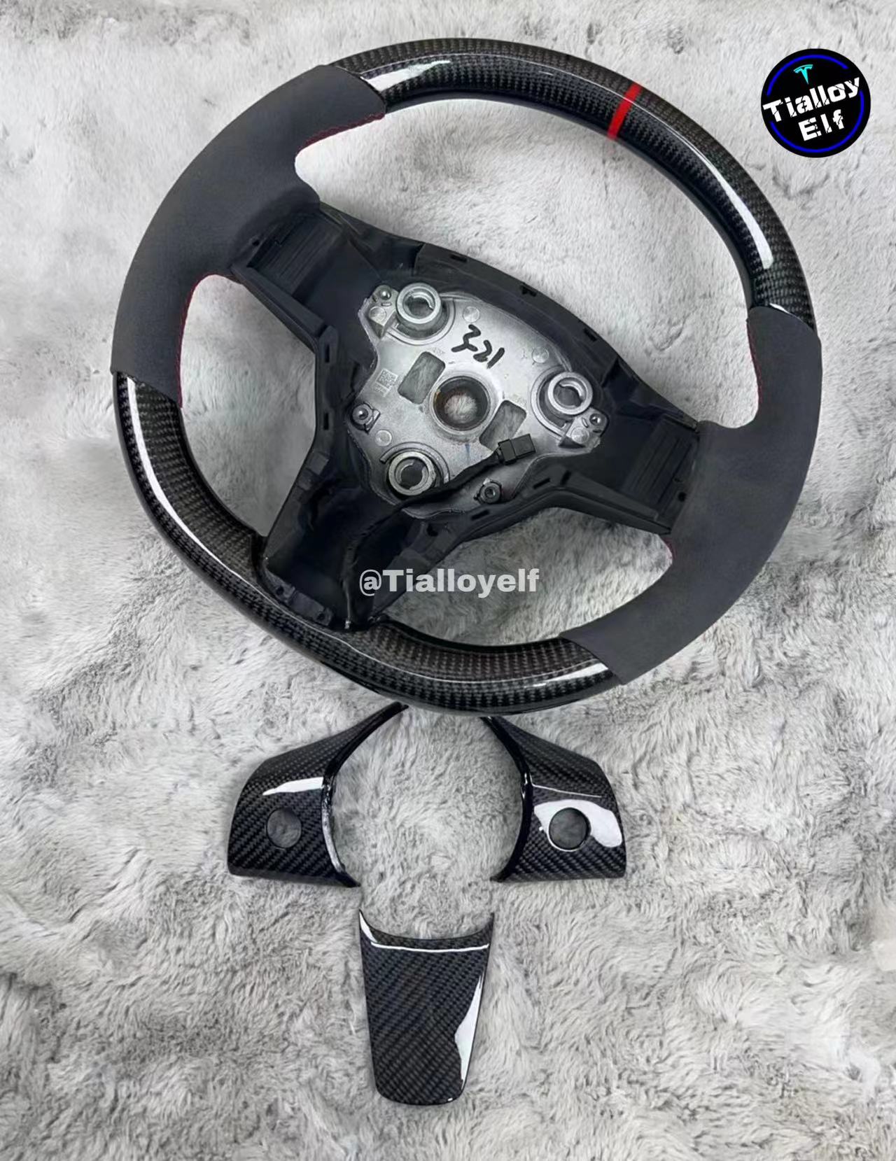 Model 3 & Y - Full Carbon Fiber Steering Wheel Alcantara Handles Jean