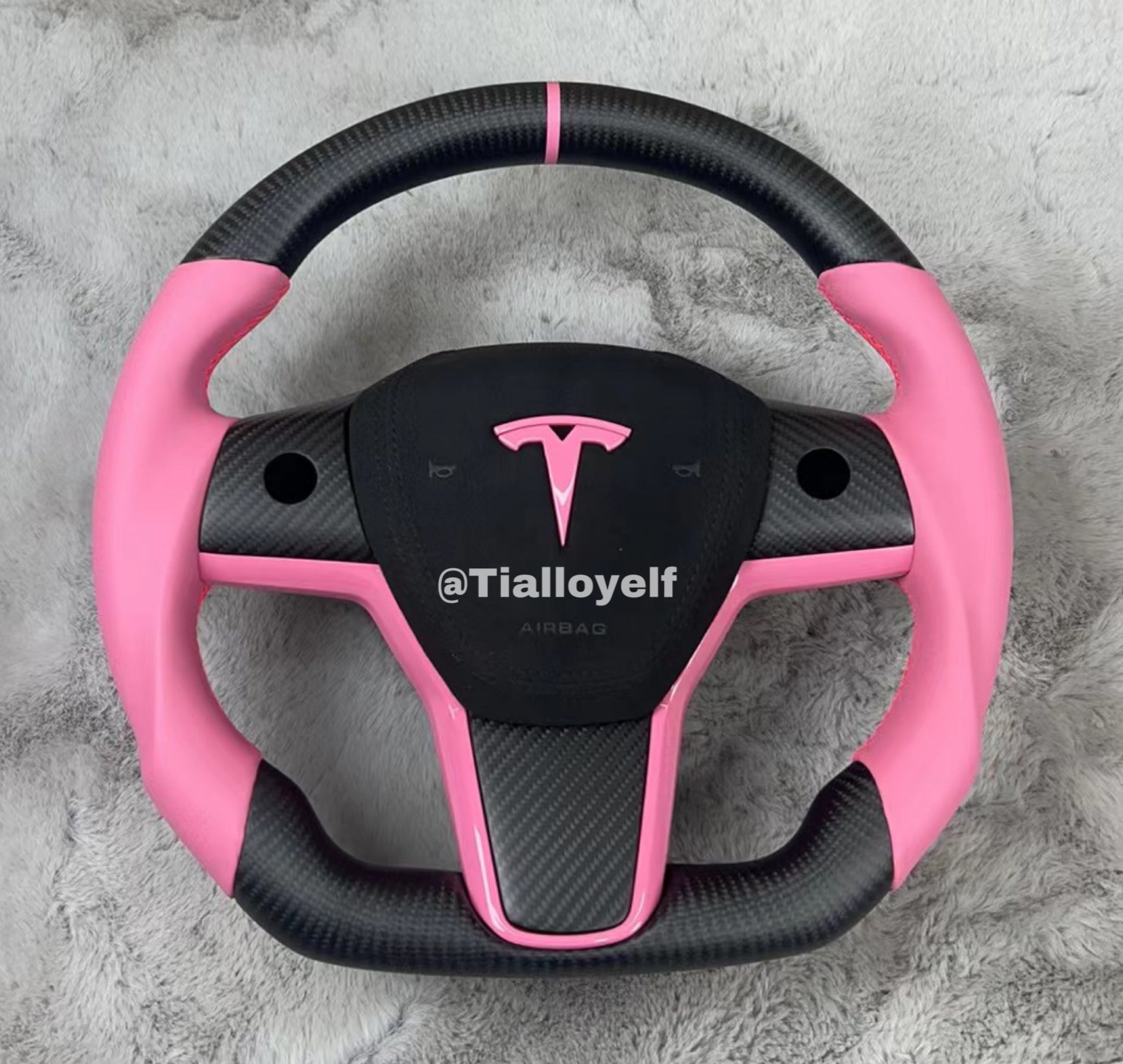 Model 3/Y Full Carbon Fiber Steering Wheel Pink Tialloyelf