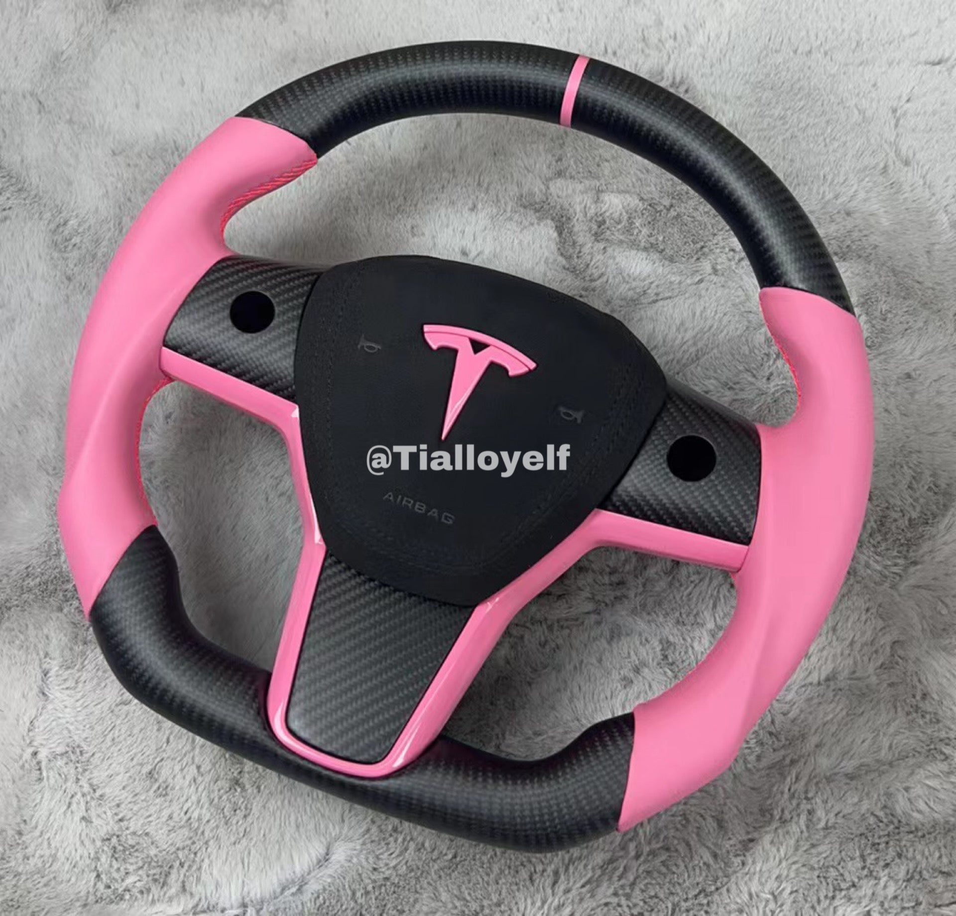 Model 3/Y Full Carbon Fiber Steering Wheel Pink Tialloyelf