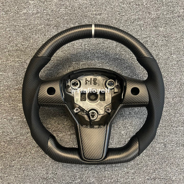 Model 3/Y Full Matte Carbon Black Steering Wheel Tialloyelf