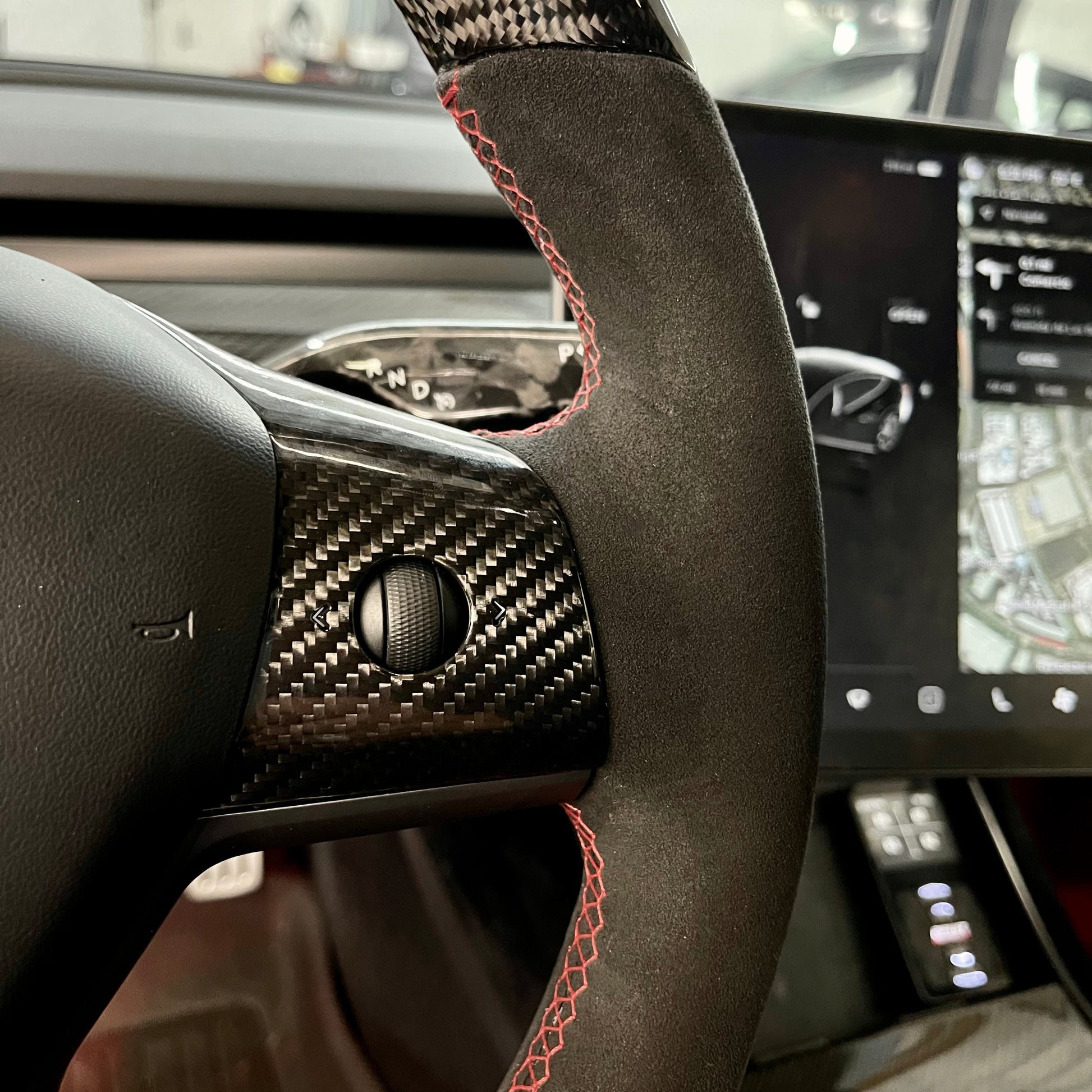 Model 3 & Y - Full Carbon Fiber Steering Wheel Alcantara Handles Jean