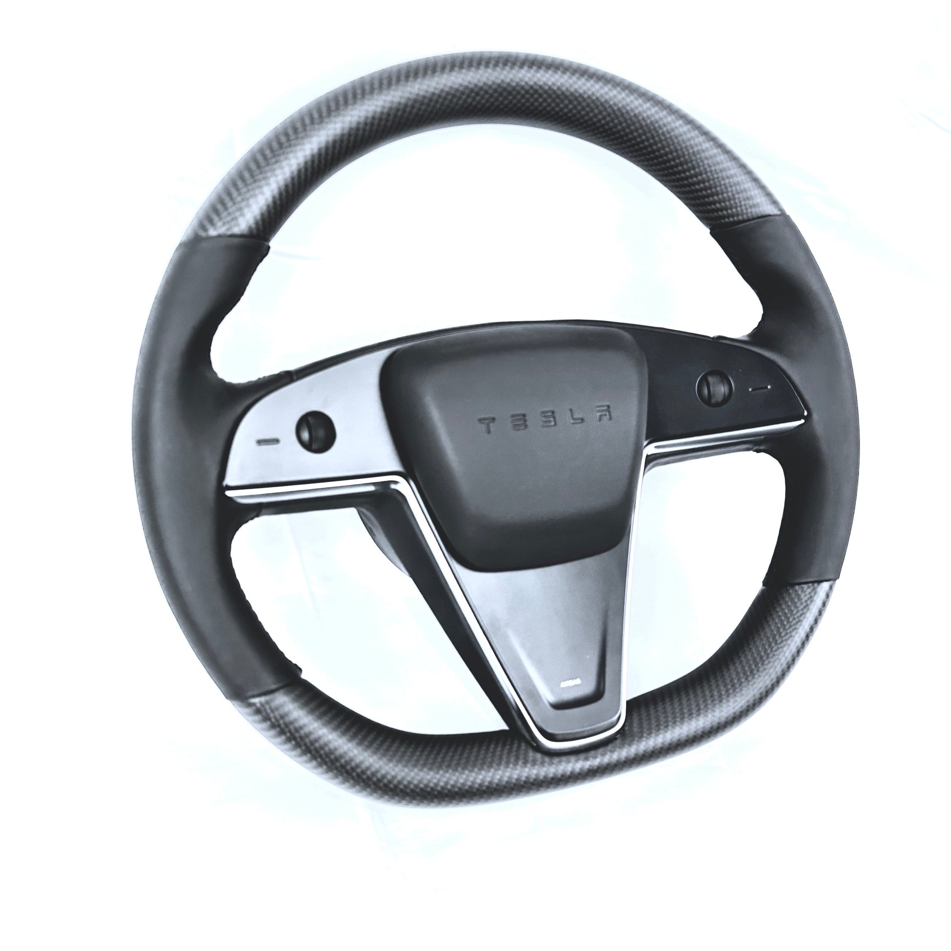 2021-2023 | Model S & X Round Steering Wheel Upgraded with Leather & Real Molded Carbon Fiber Jean