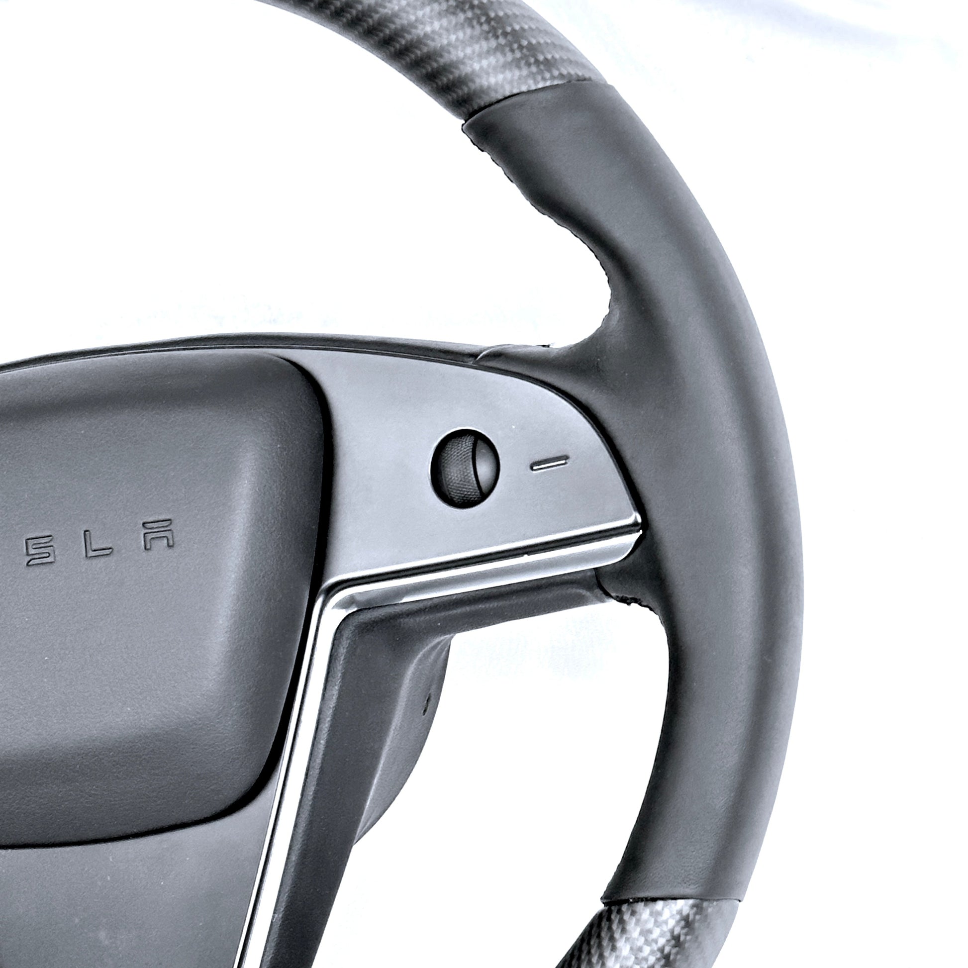 2021-2023 | Model S & X Round Steering Wheel Upgraded with Leather & Real Molded Carbon Fiber Jean