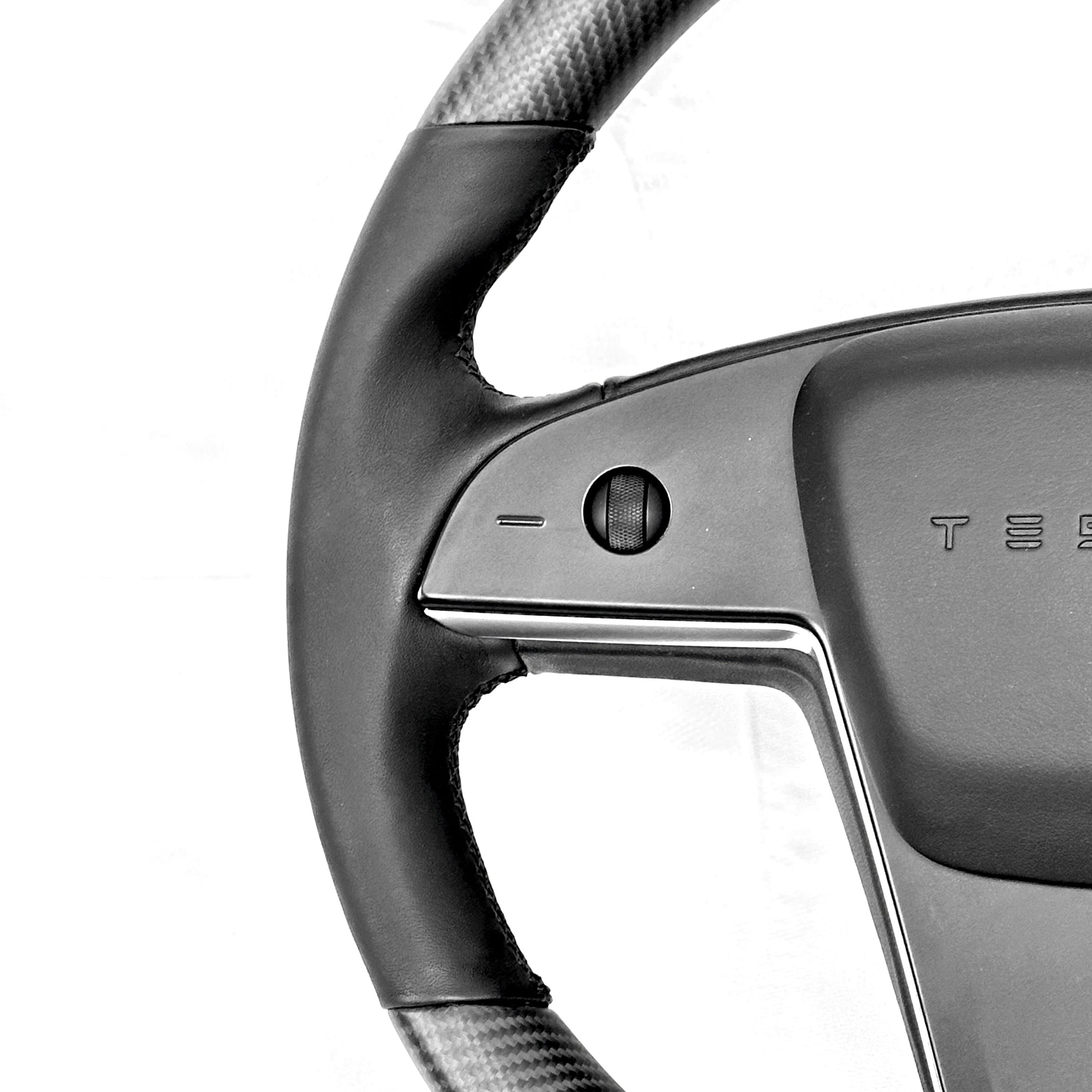 2021-2023 | Model S & X Round Steering Wheel Upgraded with Leather & Real Molded Carbon Fiber Jean