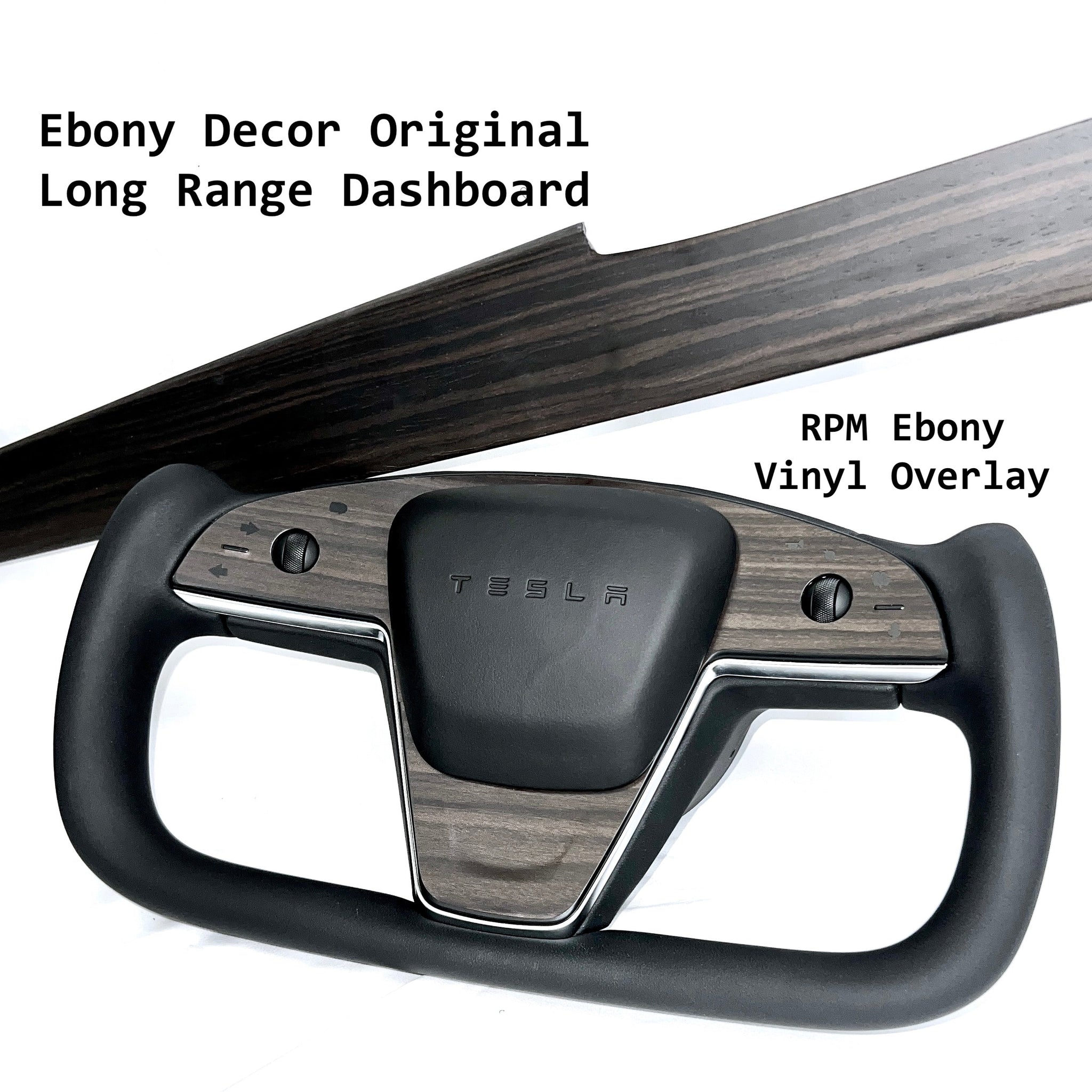 2021-2023 Model S & X Yoke Steering Wheel Ebony Wood Accent Overlays RPM TESLA