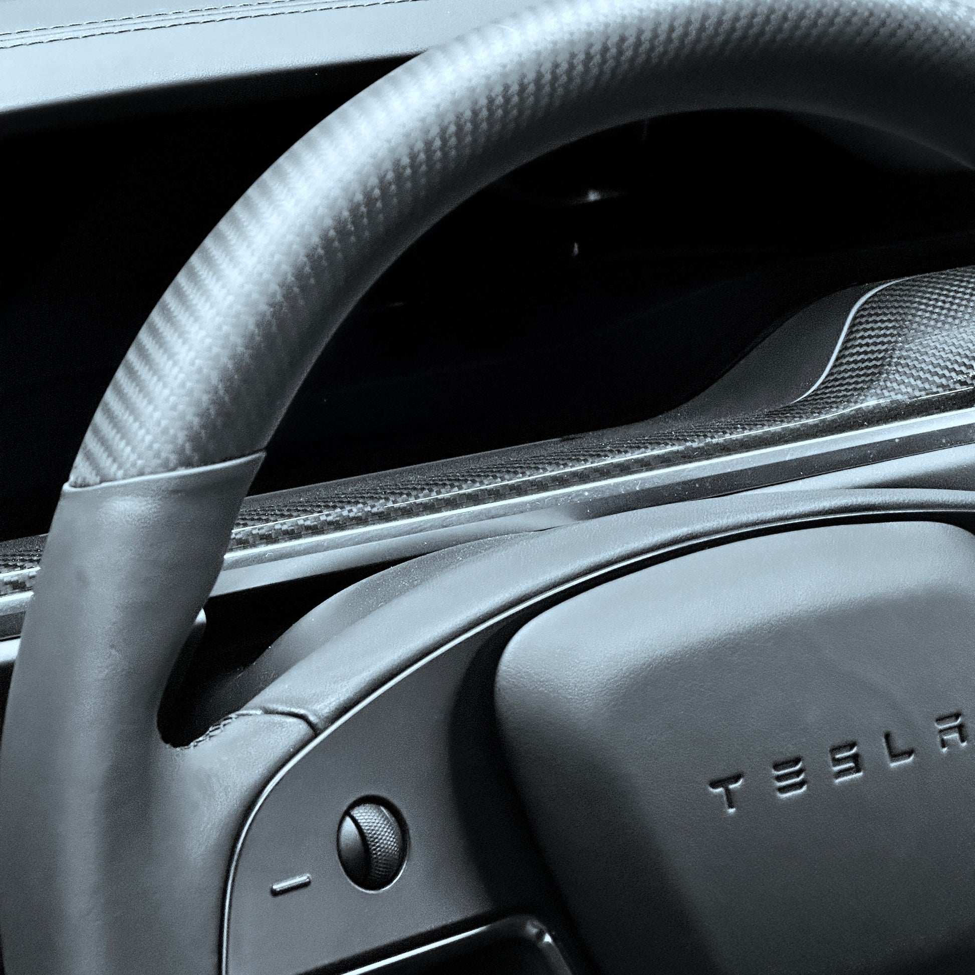 2021-2023 | Model S & X Round Steering Wheel Upgraded with Leather & Real Molded Carbon Fiber Jean