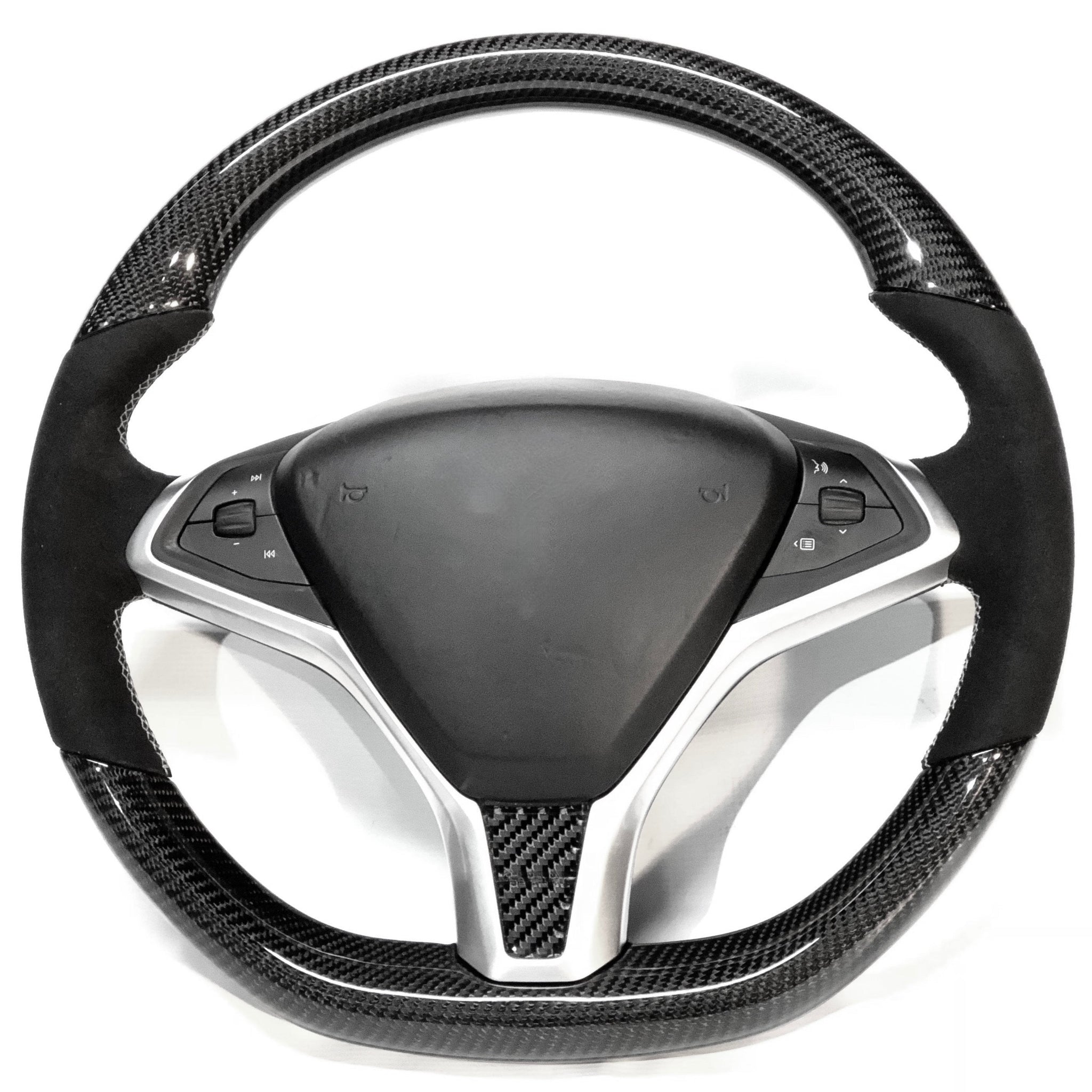 2012-2021 Model S & X Carbon Fiber Steering Wheel - Alcantara Handles Jean