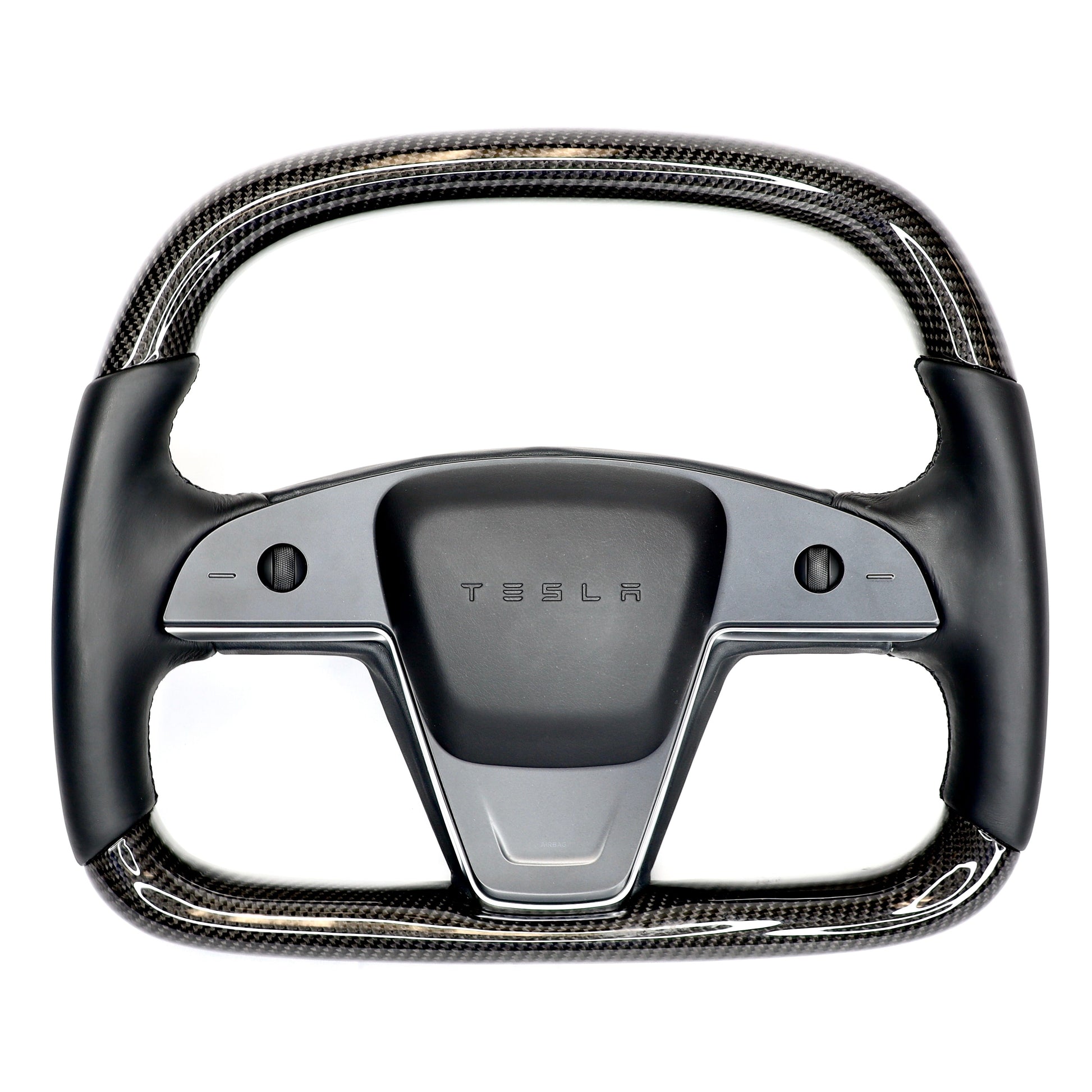 2021-2023 | Model S & X Yoke D-Round Steering Wheel - Real Molded Carbon Fiber Jean